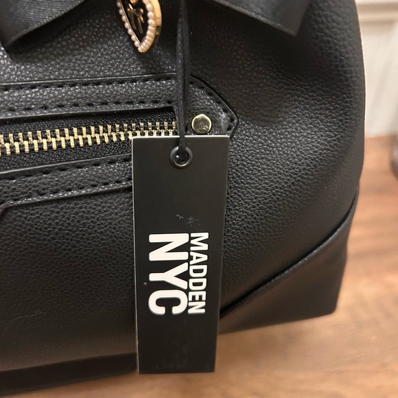 Steve Madden Black Shoulder Bag with Gold Accents and Bag Charms - Picture 8 of 11